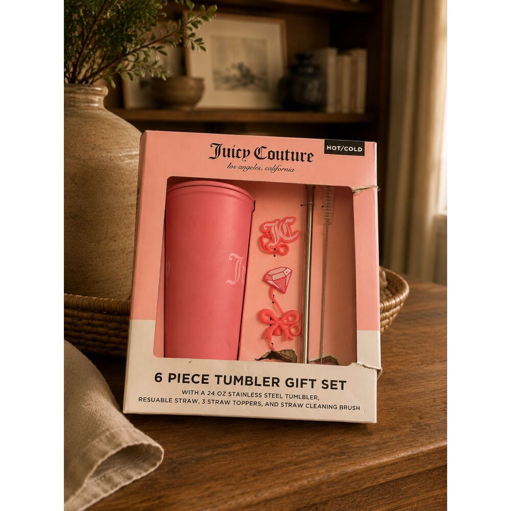 Juicy Couture Pink 24 oz Tumbler Gift Set